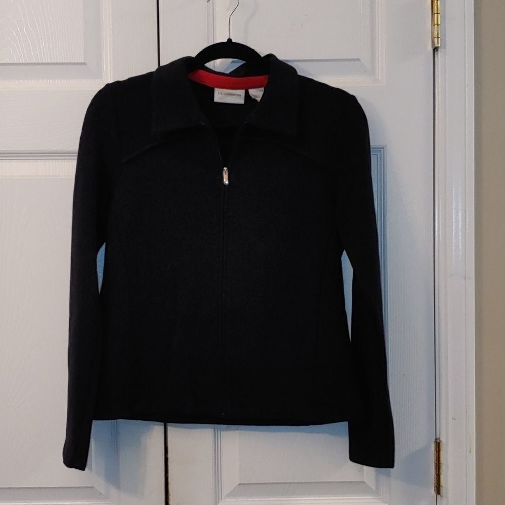Liz Claiborne black zip up jacket Sz M